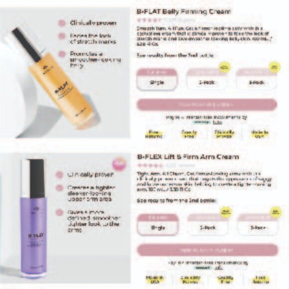 (4 Tot)2 MAELYS B-FLAT BELLY FIRMING CREAM AND 2 B-FLEX LIFT & ARM CREAM (NEW I… - Picture 3 of 3